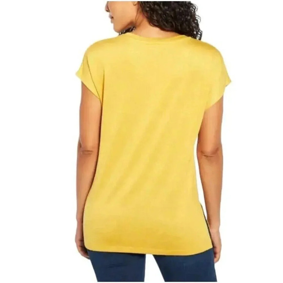 Orvis Womens Yellow Knit Polyester Blend V-Neck Pullover Tunic Top Size Small - Picture 3 of 11